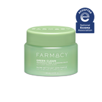 50mL jar of Farmacy Green Clean cleansing balm fragrance-free with National Eczema Association acceptance badge on a white background