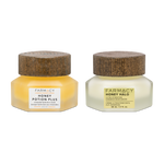 Farmacy Honey Skin Duo featuring Honey Potion Plus Mask 50 g and Honey Halo Moisturizer 50 mL on a white background