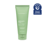50 mL tube of Farmacy Green Clean Fragrance-Free Gentle Creamy Cleanser on a white background with a blue National Eczema Association Accepted seal 