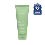 Green tube of Farmacy Green Clean Gentle Cream with National Eczema Association acceptance badge on a white background