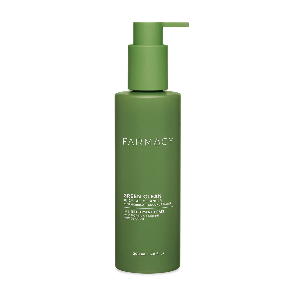 Green bottle of Green Clean Juicy Gel on a white background
