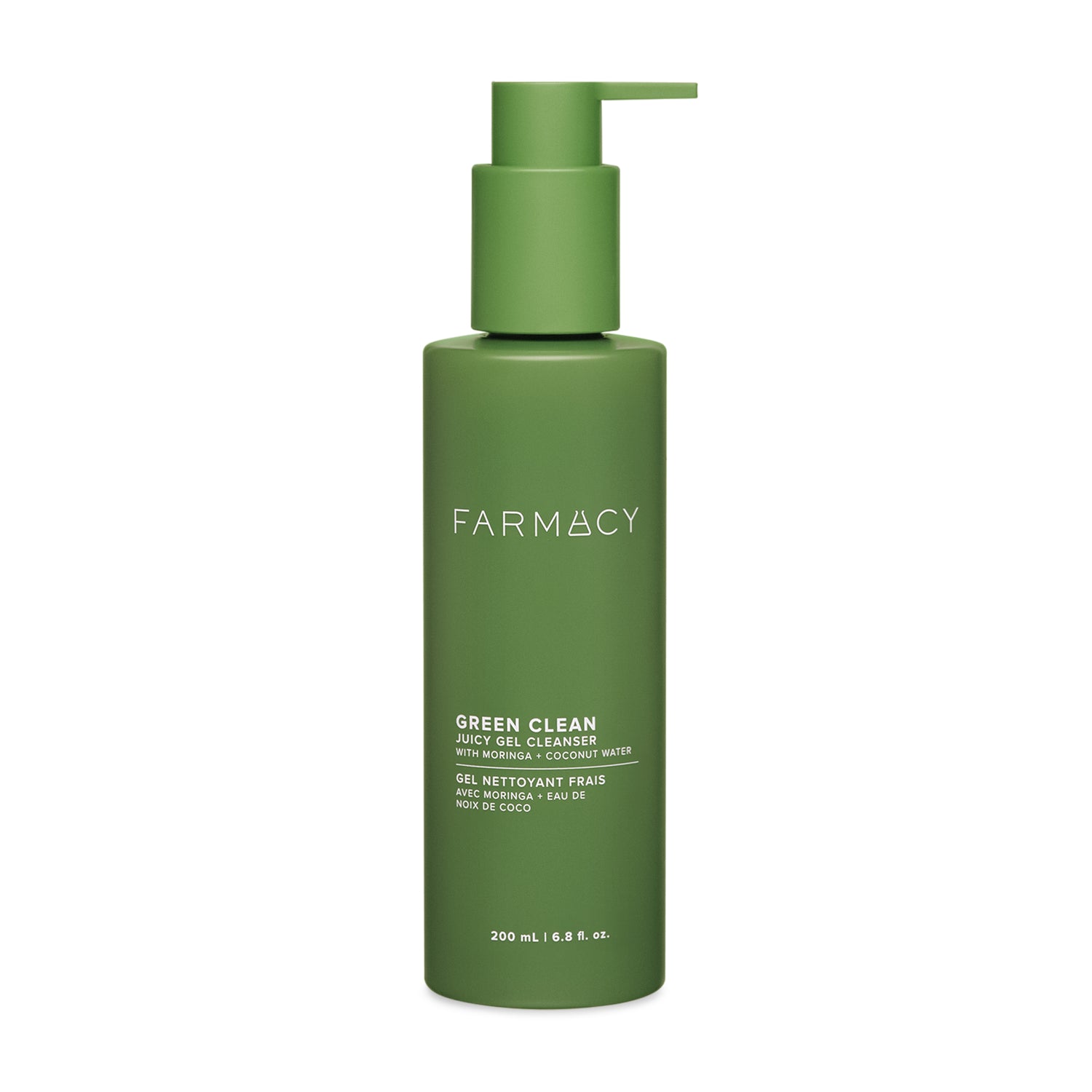 Green bottle of Green Clean Juicy Gel on a white background