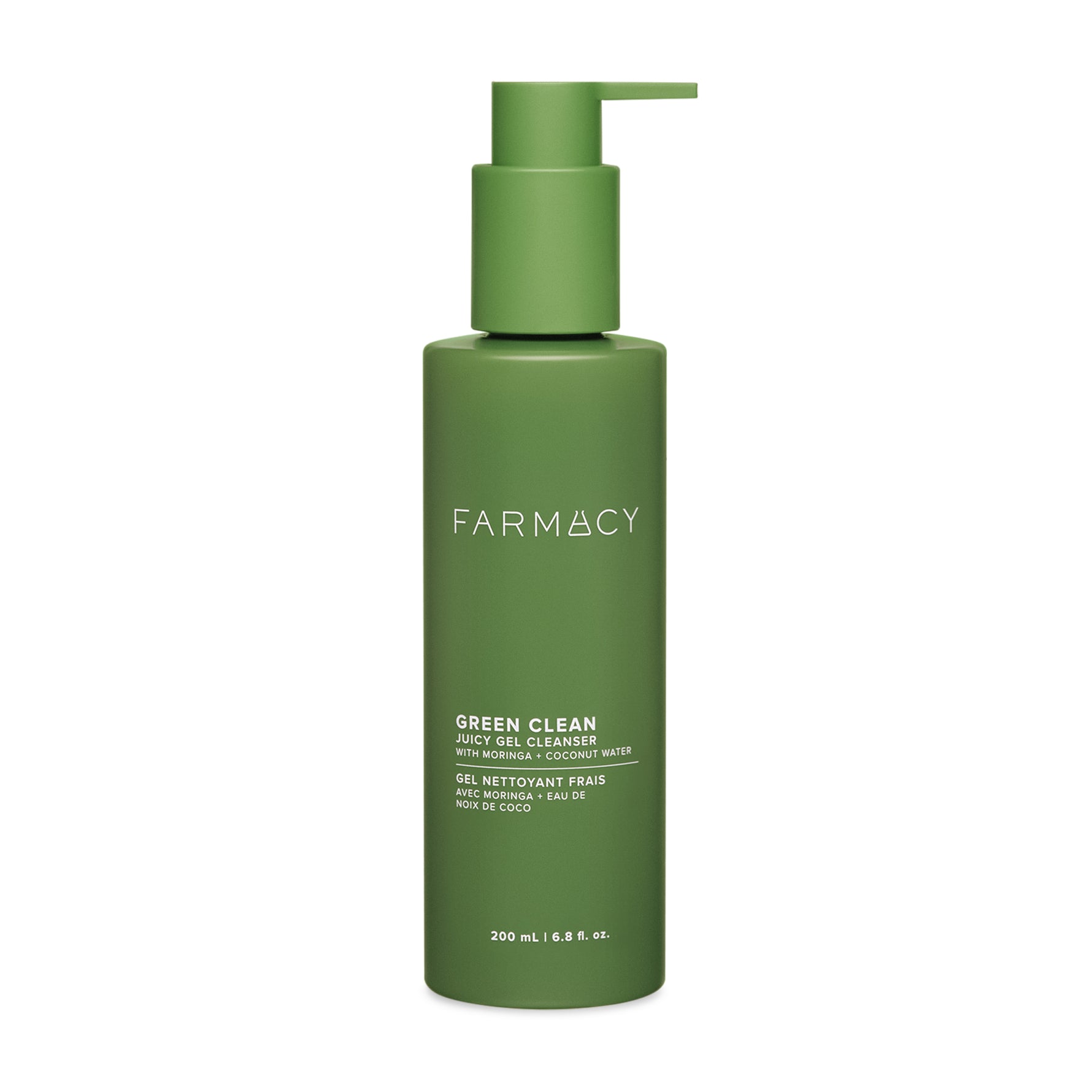 Green bottle of Green Clean Juicy Gel on a white background