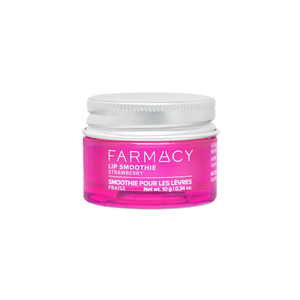 Strawberry Peptide Lip Smoothie 10g jar with silver lid on a white background
