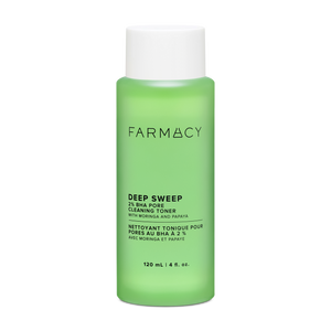 120mL bottle of Farmacy Deep Sweep 2% BHA Pore Cleansing Toner on a white background