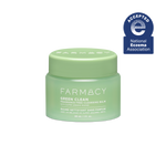 30mL jar of Farmacy Green Clean cleansing balm fragrance-free with National Eczema Association acceptance badge on a white background